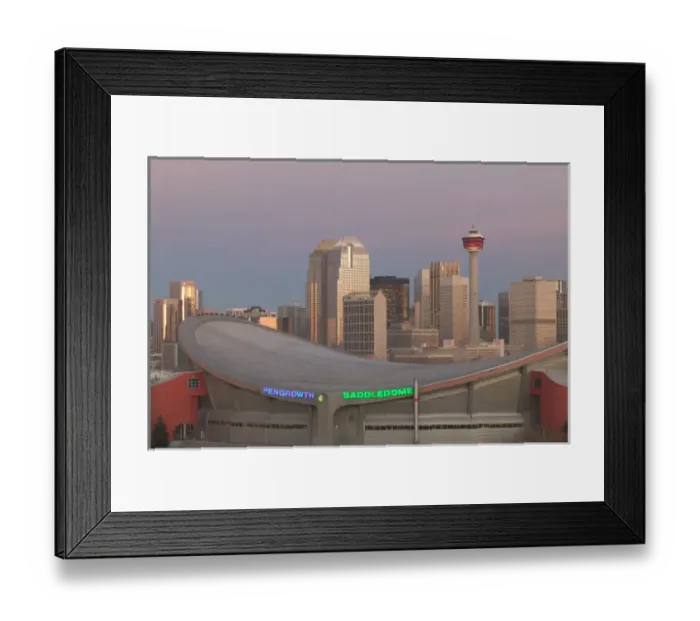 Framed Print : 02. Canada, Alberta, Calgary: City Skyline from Ramsay Area / Dawn with Saddledome Framed Print : 02. Canada, Alberta, Calgary: City Skyline from Ramsay Area / Dawn with Saddledome