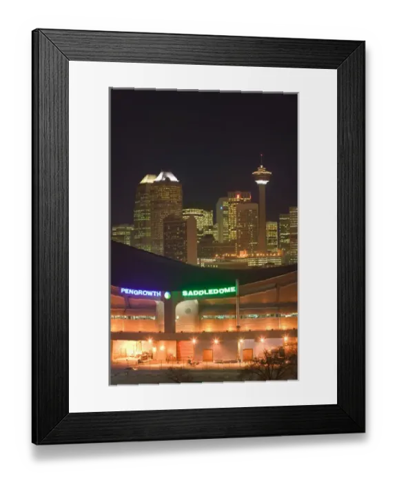 Framed Print : 02. Canada, Alberta, Calgary: City Skyline from Ramsay Area / Evening with Saddledome Framed Print : 02. Canada, Alberta, Calgary: City Skyline from Ramsay Area / Evening with Saddledome