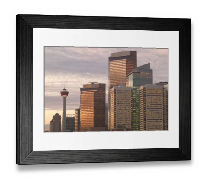Framed Print : 02. Canada, Alberta, Calgary: Downtown Calgary, Dawn Calgary Tower and City