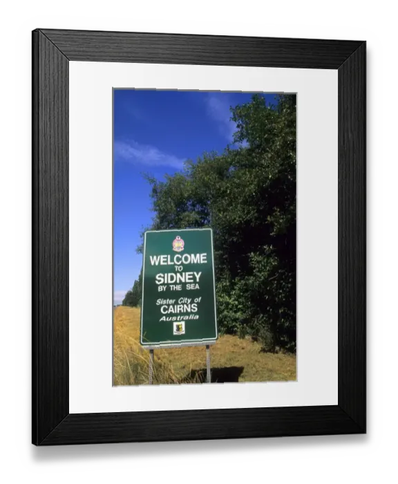 Framed Print : Sign in Sidney British Columbia Canada the sister city of Cairns Australia Framed Print : Sign in Sidney British Columbia Canada the sister city of Cairns Australia