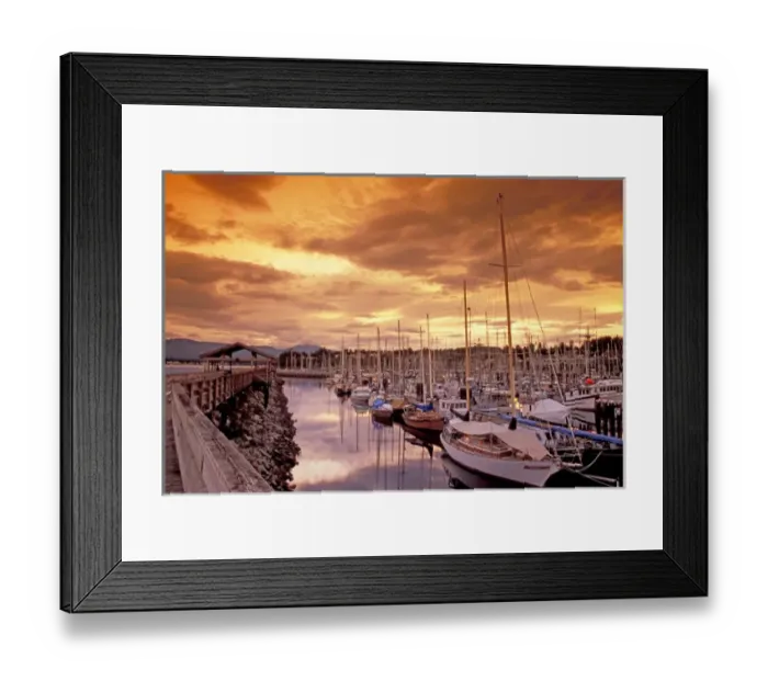 Framed Print : NA, Canada, BC, Comox Harbor, boats, sunset, filtered sky / foreground Framed Print : NA, Canada, BC, Comox Harbor, boats, sunset, filtered sky / foreground