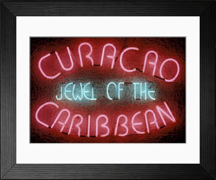 Framed Print : Caribbean, West Indies, Curacao. Neon sign Framed Print : Caribbean, West Indies, Curacao. Neon sign