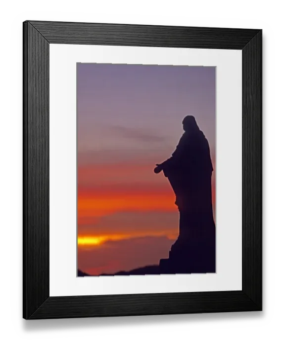 Framed Print : 01. Caribbean, Curacao. Silhouetted statue at sunset Framed Print : 01. Caribbean, Curacao. Silhouetted statue at sunset