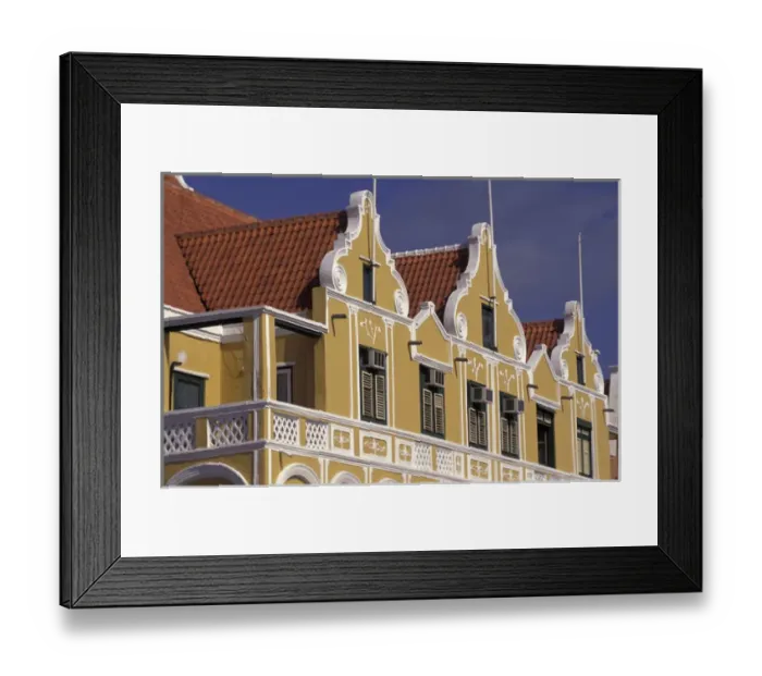 Framed Print : Caribbean, Curacao, Willemstad Colorful Dutch gabled architecture Framed Print : Caribbean, Curacao, Willemstad Colorful Dutch gabled architecture