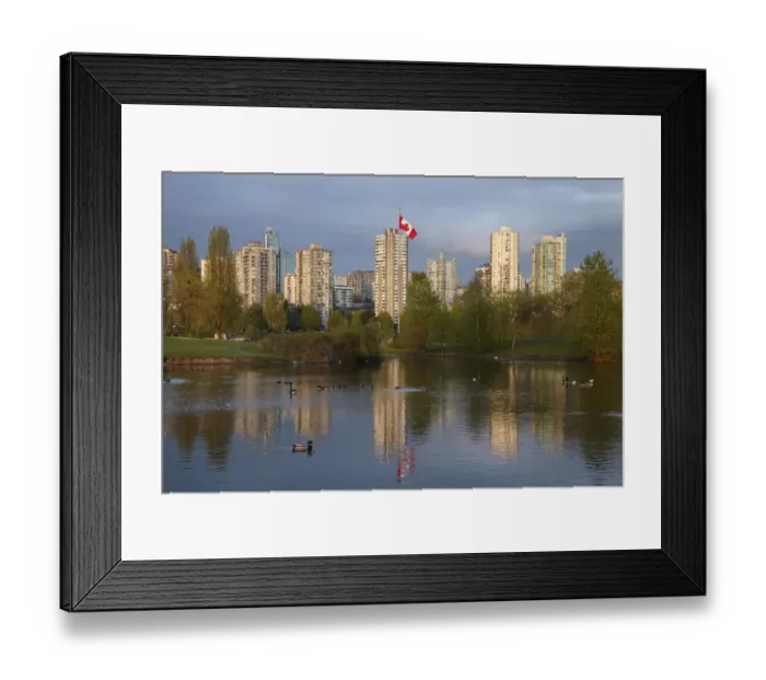 Framed Print : Apartments reflected in Vanier Park Pond, Vancouver, British Columbia, Canada Framed Print : Apartments reflected in Vanier Park Pond, Vancouver, British Columbia, Canada