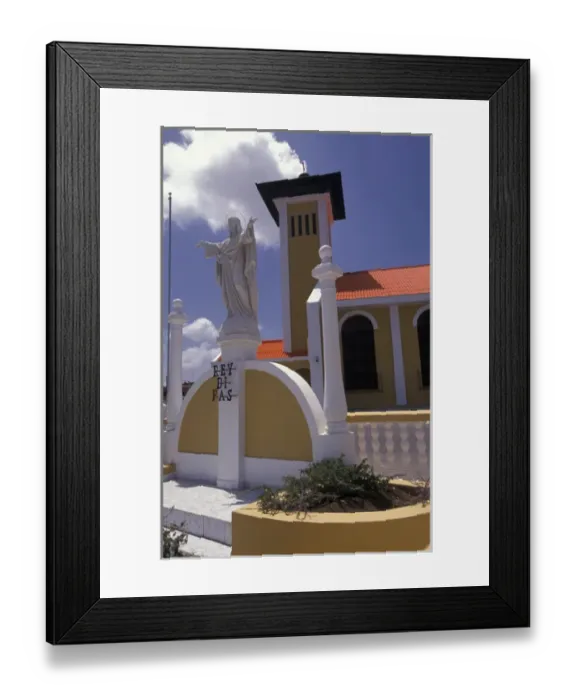 Framed Print : Caribbean, Netherland Antilles, Curacao Colorful buildings and detail in Scharloo