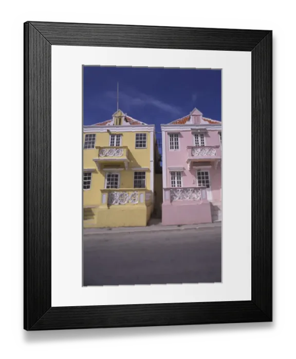 Framed Print : Caribbean, Netherland Antilles, Curacao Colorful buildings and detail in Scharloo