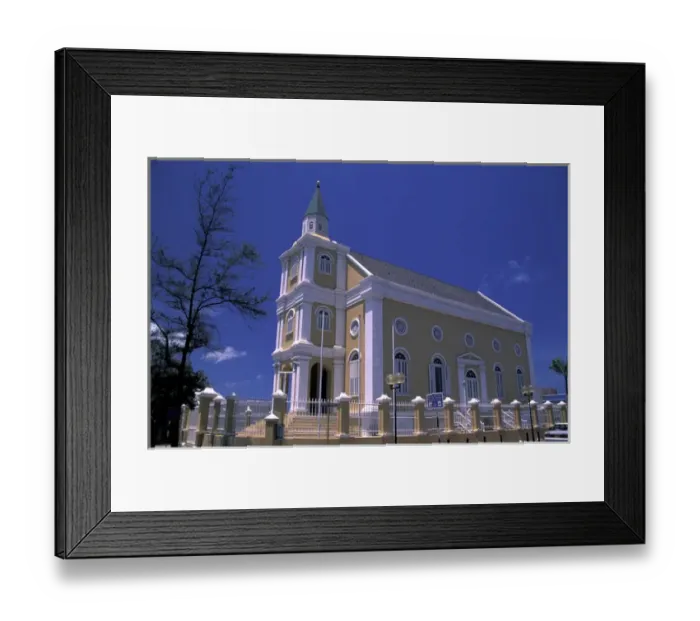 Framed Print : Caribbean, Netherland Antilles, Curacao, Willemstad Fort Church, Punda area