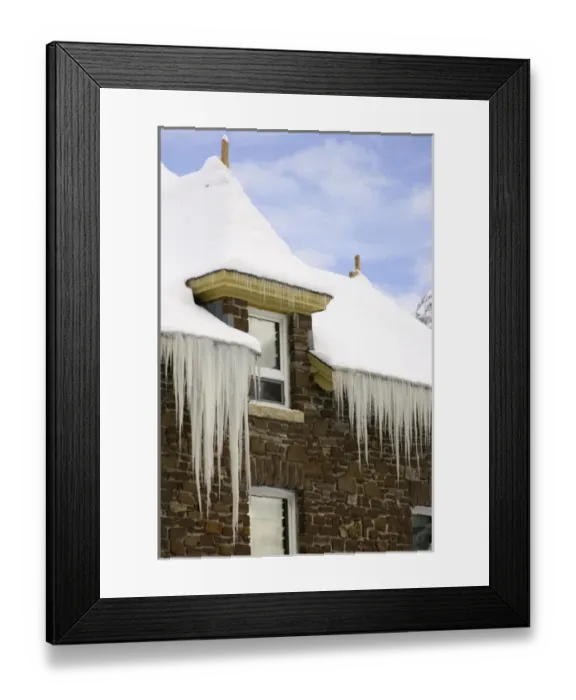 Framed Print : Canada, Banff, Icicles on side of Banff Springs Hotel
