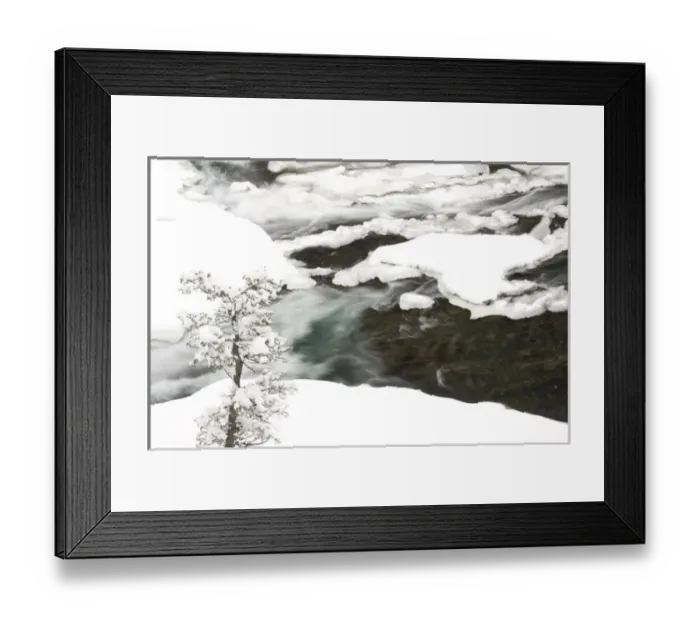 Framed Print : Canada, Banff, Bow River Falls Park, Snowy detail on Spray River