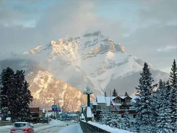 Canada, Banff, View of Mt. Norquay from the town
