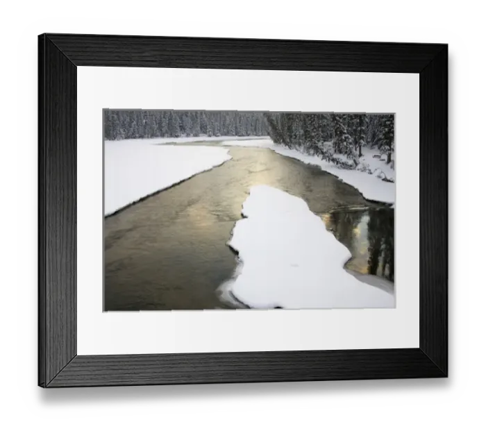 Framed Print : Canada, Banff, Spray River fork in snowy conditions Framed Print : Canada, Banff, Spray River fork in snowy conditions