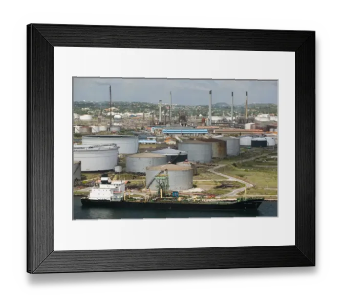 Framed Print : ABC Islands - CURACAO - Willemstad: Curacao Island Oil Refinery on the Scottegat Framed Print : ABC Islands - CURACAO - Willemstad: Curacao Island Oil Refinery on the Scottegat