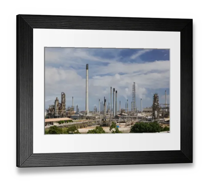 Framed Print : ABC Islands - CURACAO - Willemstad: Curacao Island Oil Refinery on the Scottegat Framed Print : ABC Islands - CURACAO - Willemstad: Curacao Island Oil Refinery on the Scottegat
