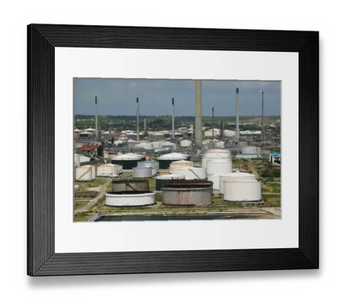 Framed Print : ABC Islands - CURACAO - Willemstad: Curacao Island Oil Refinery on the Scottegat Framed Print : ABC Islands - CURACAO - Willemstad: Curacao Island Oil Refinery on the Scottegat