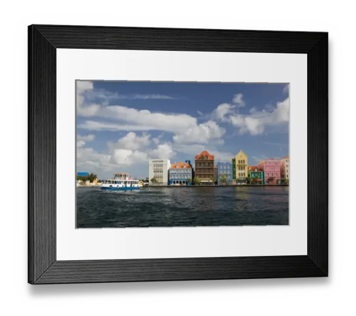Framed Print : ABC Islands - CURACAO - Willemstad: Harborfront Buildings of Punda & Harbor Ferry