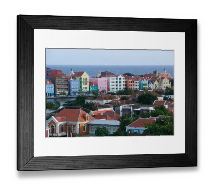 Framed Print : ABC Islands - CURACAO - Willemstad: Late afternoon High View of Punda Waterfront