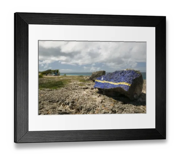 Framed Print : ABC Islands - CURACAO - Noordpunt: Coastline by Noordpunt with rock painted with