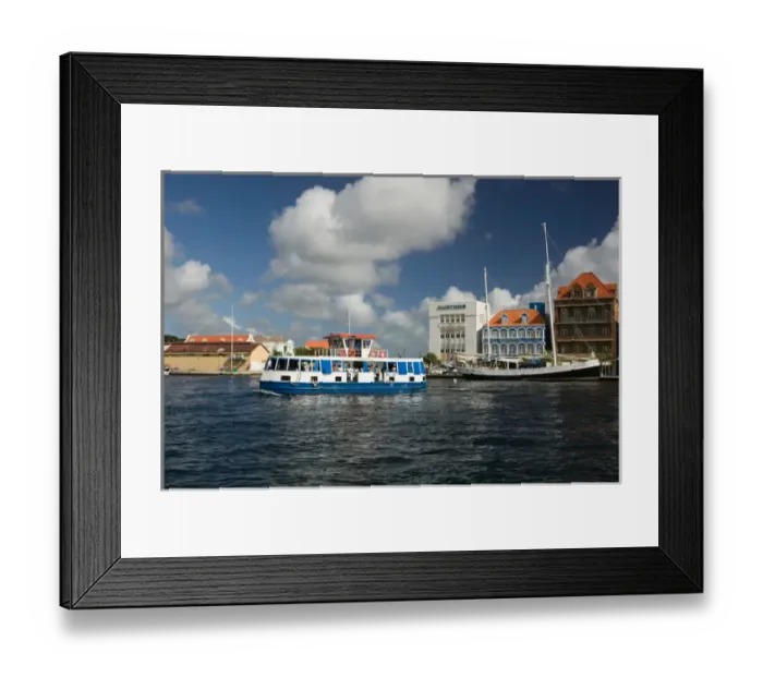 Framed Print : ABC Islands - CURACAO - Willemstad: Punda Harborfront with Harbor Ferry Framed Print : ABC Islands - CURACAO - Willemstad: Punda Harborfront with Harbor Ferry