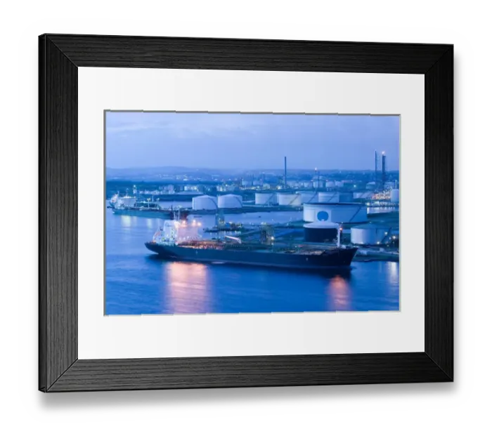 Framed Print : ABC Islands - CURACAO - Willemstad: Oil Tankers at Curacao Island Oil Refinery / Evening Framed Print : ABC Islands - CURACAO - Willemstad: Oil Tankers at Curacao Island Oil Refinery / Evening