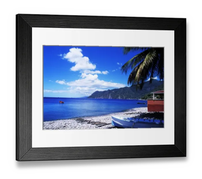 Framed Print : Beautiful ocean scenic on peaceful south end in Soufrier, Dominica Framed Print : Beautiful ocean scenic on peaceful south end in Soufrier, Dominica