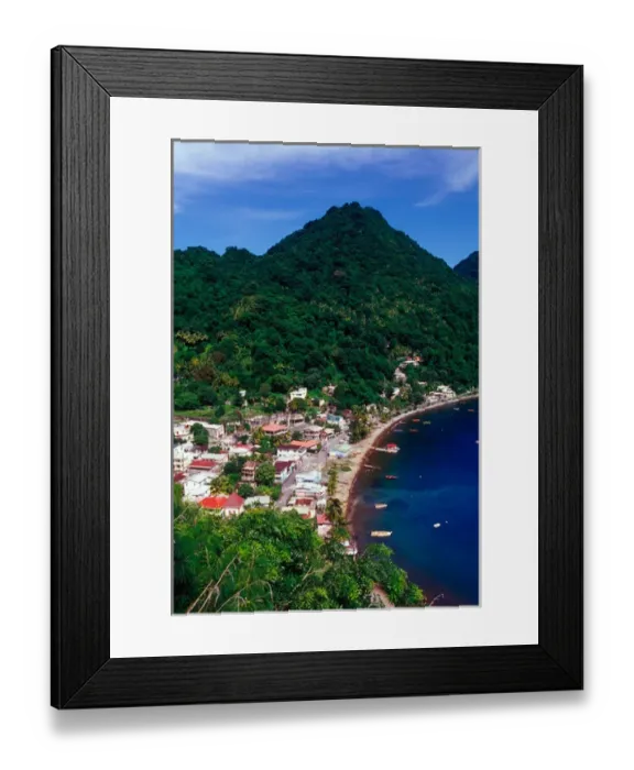 Framed Print : Fishing village of Soufriere, Southern Coast, Dominica, Caribbean Framed Print : Fishing village of Soufriere, Southern Coast, Dominica, Caribbean