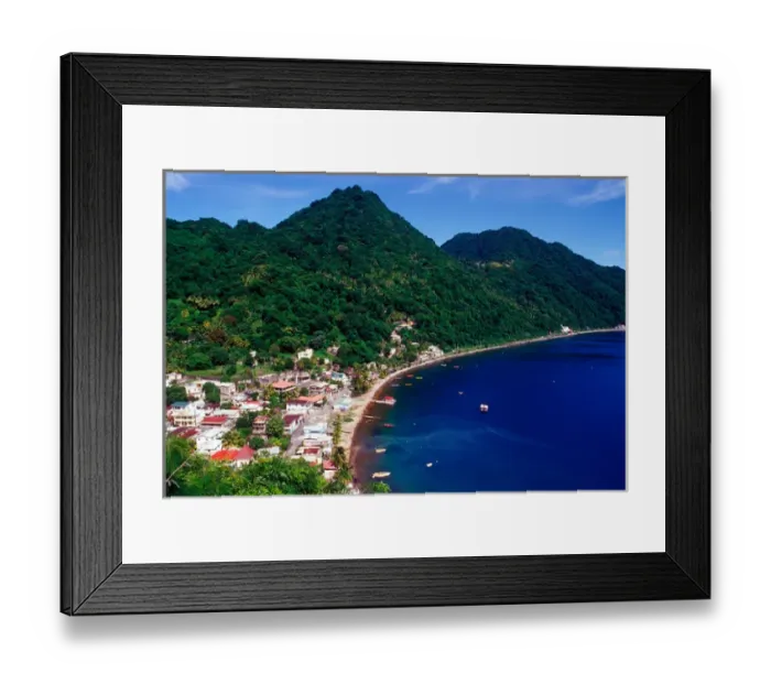 Framed Print : Fishing village of Soufriere, Southern Coast, Dominica, Caribbean