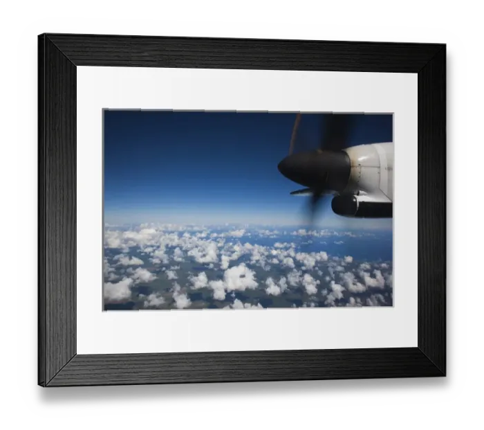 Framed Print : Dominican Republic, East Coast, propeller-driven airliner over coastline
