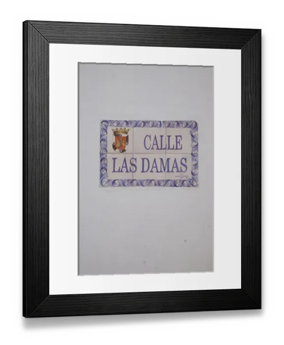 Framed Print : Dominican Republic, Santo Domingo, Zona Colonial, sign for Calle Las Damas, first Framed Print : Dominican Republic, Santo Domingo, Zona Colonial, sign for Calle Las Damas, first