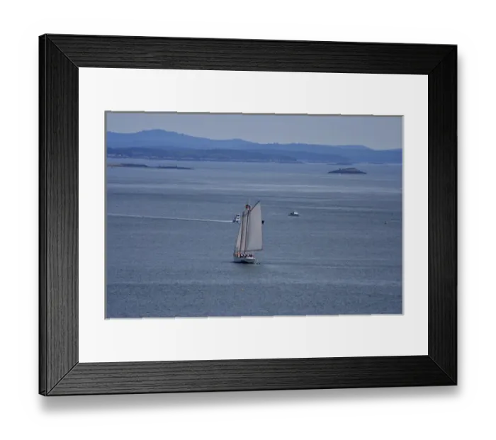 Framed Print : North America, Canada, New Brunswick. A sailboat viewed from Campobello Island Framed Print : North America, Canada, New Brunswick. A sailboat viewed from Campobello Island