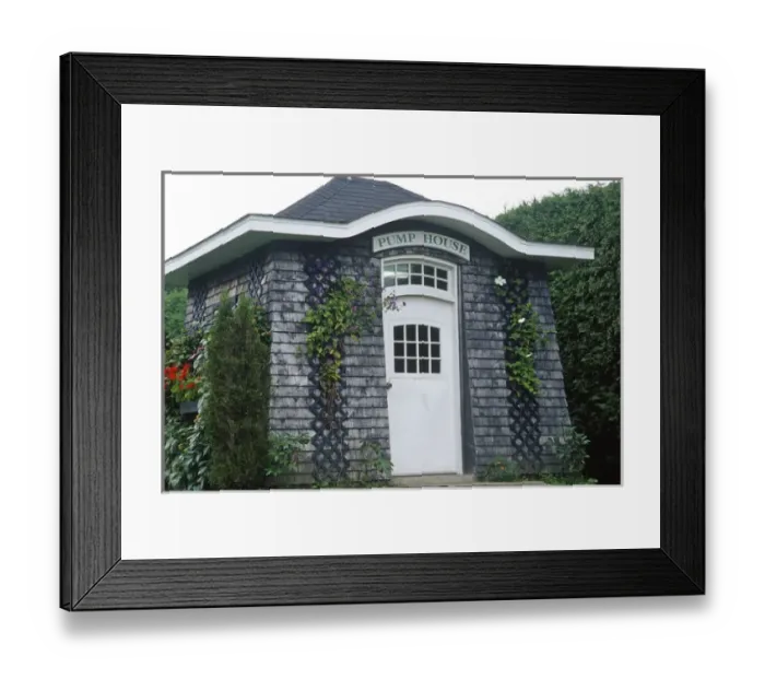 Framed Print : North America, Canada, New Brunswick, St Andrews. A pretty shingled stucture serves Framed Print : North America, Canada, New Brunswick, St Andrews. A pretty shingled stucture serves