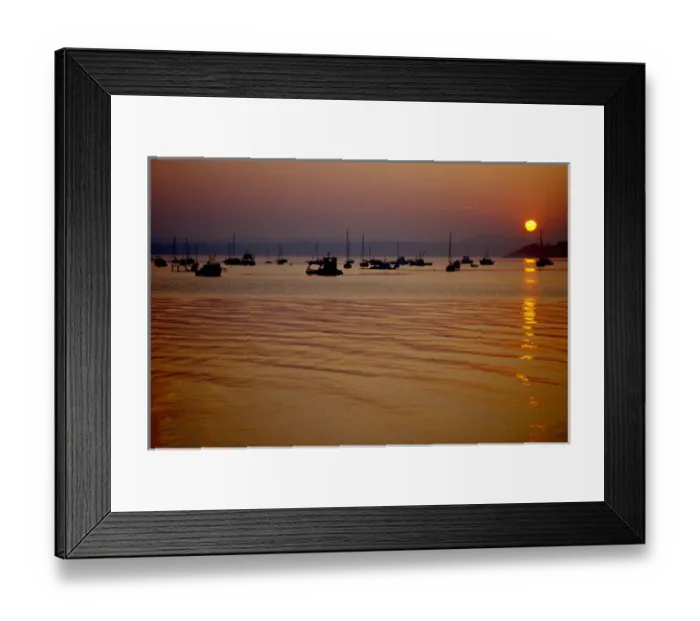 Framed Print : North America, Canada, New Brunswick, St Andrews. Boats in silhouette on the harbor Framed Print : North America, Canada, New Brunswick, St Andrews. Boats in silhouette on the harbor