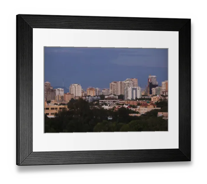 Framed Print : Dominican Republic, Santo Domingo, high angle view of the new town, dawn Framed Print : Dominican Republic, Santo Domingo, high angle view of the new town, dawn