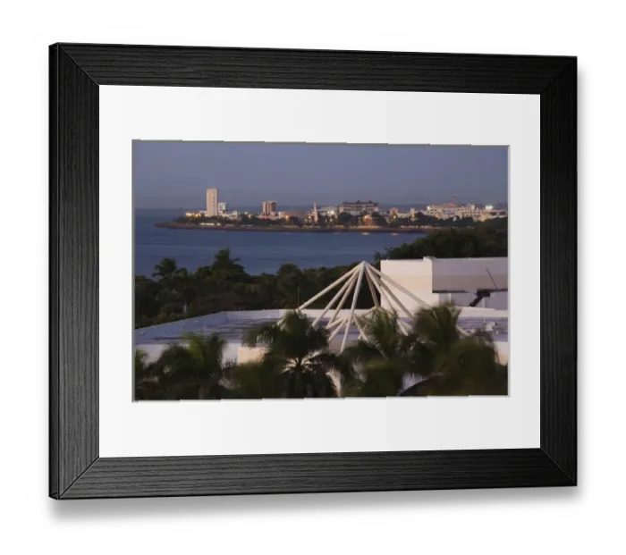Framed Print : Dominican Republic, Santo Domingo, high angle view of the waterfront along Avenida