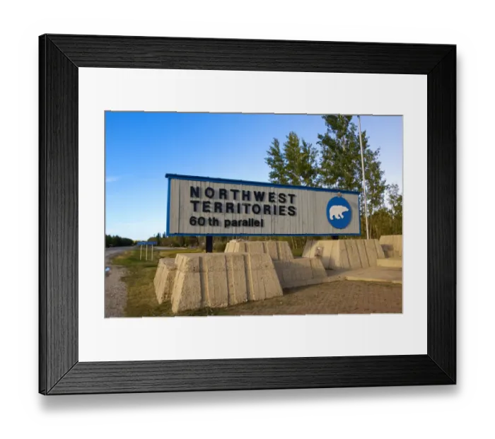 Framed Print : Northwest Territories, Canada. 60th parallel sign Framed Print : Northwest Territories, Canada. 60th parallel sign