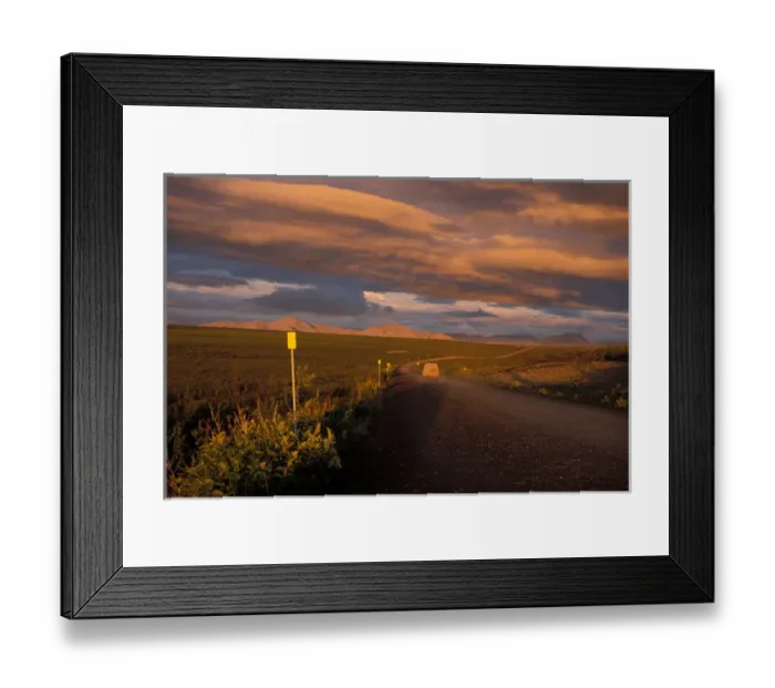 Framed Print : midnight sun over the Dempster highway, Northwest Territories, Canada