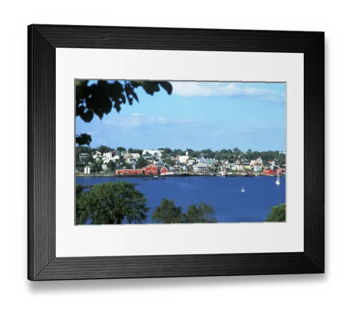 Framed Print : Beautiful scenic of village harbor at Lunenburg in Nova Scotia, Canada