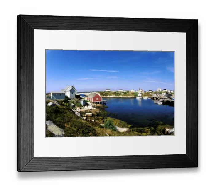 Framed Print : Colorful fishing town of Peggys Cove in Nova Scotia, Canada Framed Print : Colorful fishing town of Peggys Cove in Nova Scotia, Canada