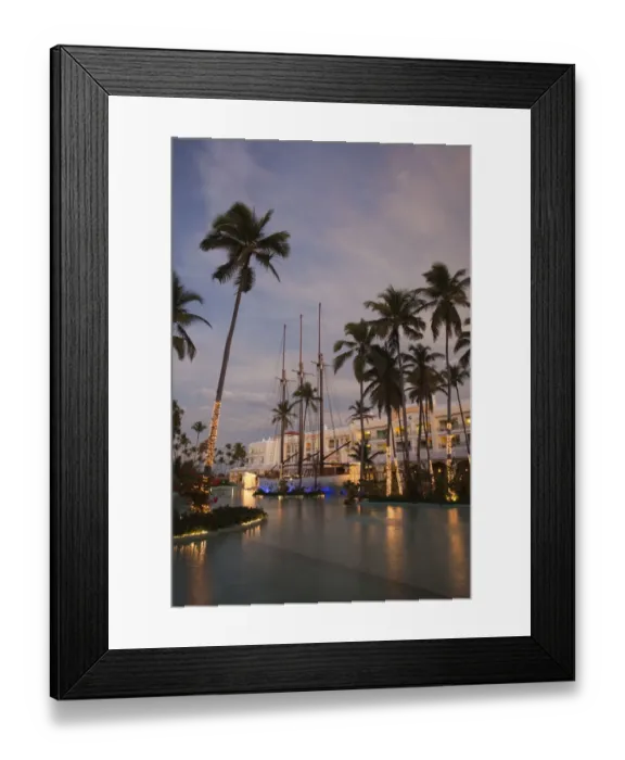 Framed Print : Dominican Republic, Punta Cana Region, Bavaro, Iberostar Grand Hotel, exterior, evening