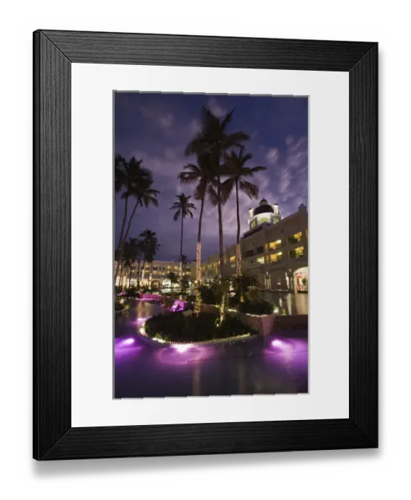 Framed Print : Dominican Republic, Punta Cana Region, Bavaro, Iberostar Grand Hotel, exterior, evening