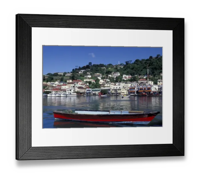 Framed Print : CARIBBEAN, Grenada, St. Georges Boat anchored in harbor
