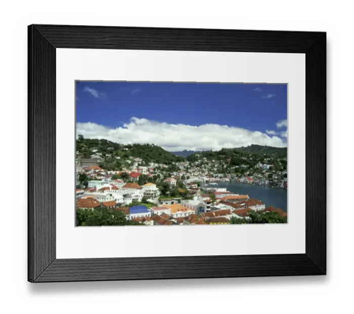 Framed Print : Caribbean, Grenada. View of historical district Framed Print : Caribbean, Grenada. View of historical district