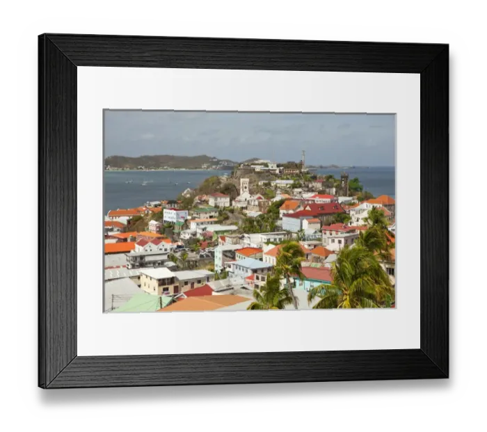 Framed Print : View of St. Georges from a hillside road. Capital of Grenada Framed Print : View of St. Georges from a hillside road. Capital of Grenada