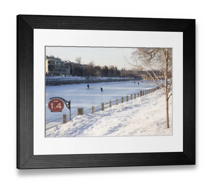 Framed Print : People skating on the frozen canal in winter, Ottawa, Ontario, Canada