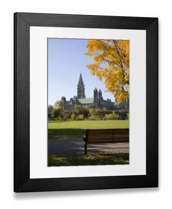 Framed Print : Park bench and trees near Parliment Building in Ottawa, Ontario, Canada Framed Print : Park bench and trees near Parliment Building in Ottawa, Ontario, Canada
