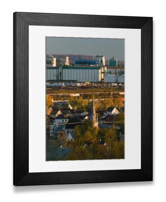 Framed Print : CANADA-Ontario-Thunder Bay: Town View & Keefer Shipping Terminal Area  /  Sunset