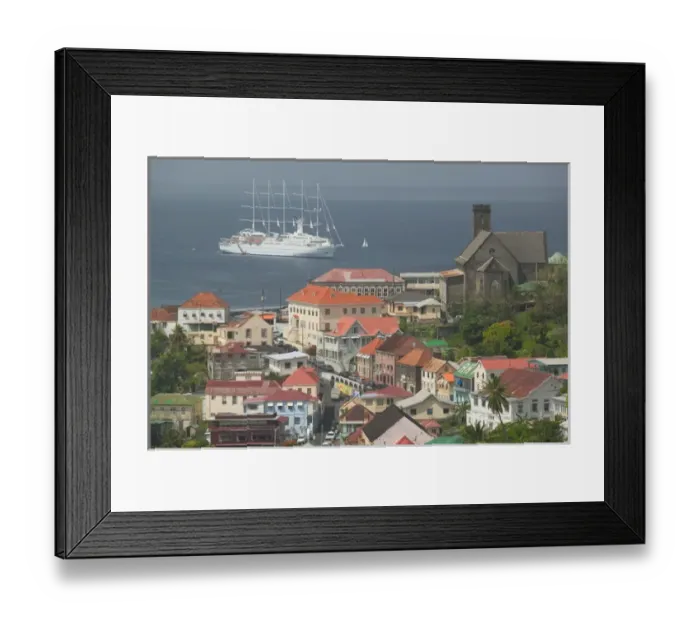 Framed Print : Caribbean, GRENADA-St. George s: Town & Harbor View with Lucas Street Framed Print : Caribbean, GRENADA-St. George s: Town & Harbor View with Lucas Street