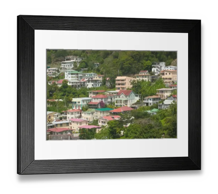 Framed Print : Caribbean, GRENADA, St. Georges Hillside Houses Framed Print : Caribbean, GRENADA, St. Georges Hillside Houses