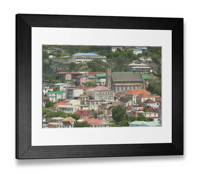 Framed Print : Caribbean, GRENADA, St. Georges View of Grenadan Parliament & Catholic Cathedral Framed Print : Caribbean, GRENADA, St. Georges View of Grenadan Parliament & Catholic Cathedral