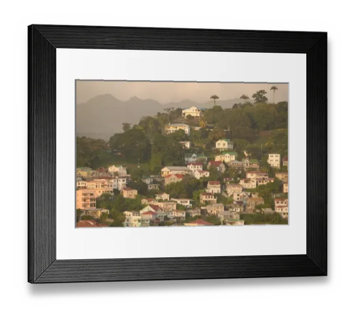 Framed Print : Caribbean, GRENADA, St. Georges Hillside Homes at Sunset Framed Print : Caribbean, GRENADA, St. Georges Hillside Homes at Sunset